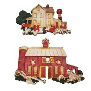 Vintage Homco 1975 Farmhouse & Barn Wall Hangings Set